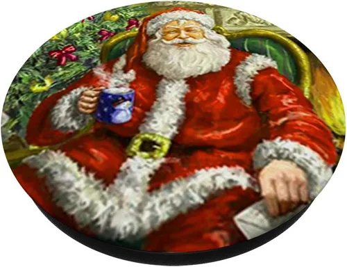 Miniatura 3 de PopSockets - Agarre y soporte para teléfonos y tabletas, diseño vintage de Papá Noel, Negro