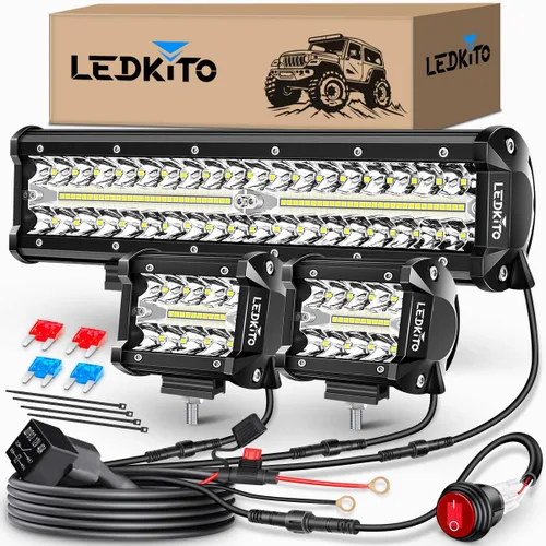 Miniatura 10 de Barra de luz LED de 12 pulgadas, 120 W, 30000 lm, luz LED para todoterreno, luces antiniebla de conducción, luces de trabajo, combo de haz puntual e