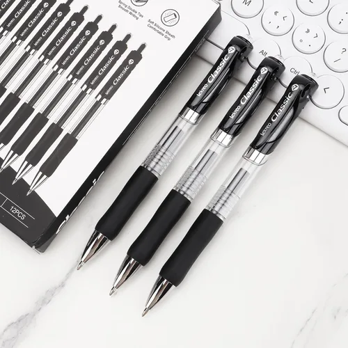 Miniatura 6 de Bolígrafos retráctiles clásicos de gel Lekreo, punta fina de 0.7mm (tinta negra - 12 paquetes)