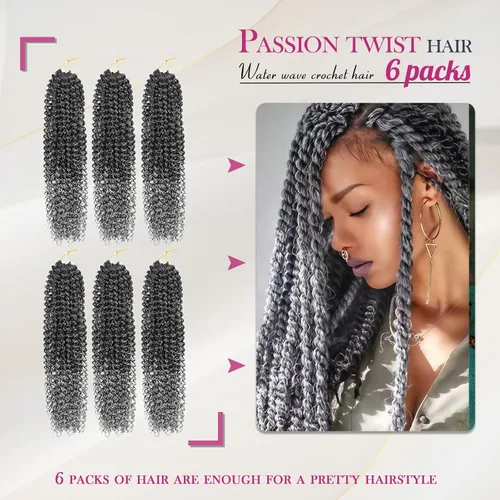 Miniatura 2 de Dansama Passion Twist - Cabello ondulado trenzado para trenzas de ganchillo estilo mariposa, extensiones de cabello bohemio (18 pulgadas