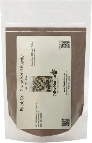OliveNation Pinot Gris - Polvo de semilla de uva – Harina de vino Pinot Gris sin alcohol añade sabor, color y nutrición totalmente natural para