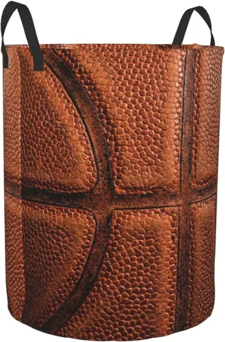 Miniatura 8 de Cesta redonda de baloncesto para ropa sucia, cesta de almacenamiento con textura de bola, juguetes, organizador de ropa, para el hogar, baño