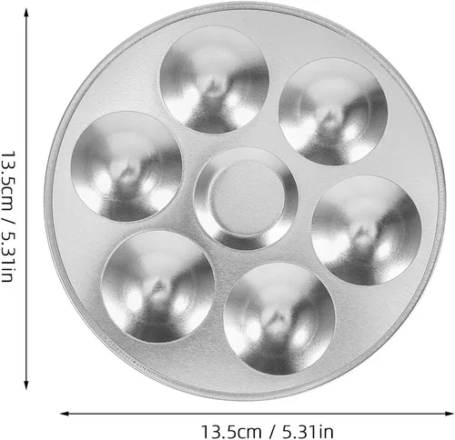 Miniatura 2 de NUOBESTY Bandeja redonda de pintura metálica de 6 pozos de aluminio para acuarela y modelo, mezcla de pintura portátil, suministros de arte