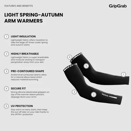 Miniatura 2 de GripGrab Calentadores térmicos de brazo ligero de primavera otoño Ciclismo ligero delgado caliente Bicicletas Calentadores de brazo