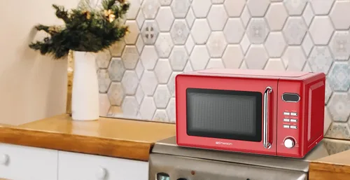 Miniatura 5 de Emerson MWR7020RD Horno Microondas Compacto Retro de Encimera con Control de Botones, Pantalla LED, 700W 5 Niveles de Potencia, 8 Menús Automáticos