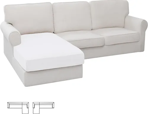 Miniatura 149 de Easy-Going - 4 Fundas de cojín elásticas para sofá seccional, izquierda/derecha, en forma de L, funda de asiento antideslizante, suave, flexible