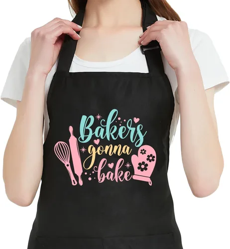 Divertidos delantales para hornear para mujer, delantales de cocina con bolsillos, bonitos regalos de horneado para panaderos, cumpleaños de su mamá