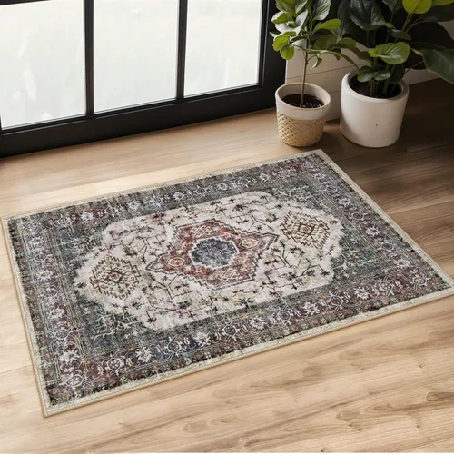 Miniatura 39 de Lahome Alfombra oriental lavable de área pequeña, 2 x 3 pies, para entrada, cocina, ultra fina, suave, tapete antideslizante para puerta de Azul