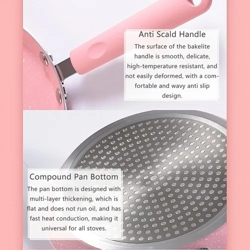 Miniatura 9 de JUSTUP Juego de sartenes antiadherentes, juego de 3 ollas y sartenes antiadherentes, juegos de utensilios de cocina rosa con revestimiento