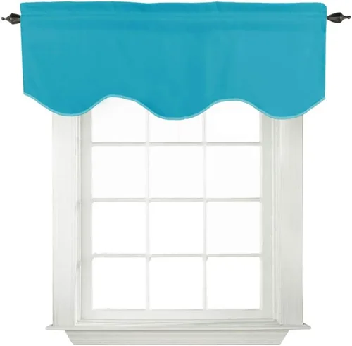 Miniatura 39 de Turquoize - Cenefa opaca para ventanas de cocina/baño/sala de estar/dormitorio con aislamiento térmico, cenefa festoneada con bolsillo para Aqua