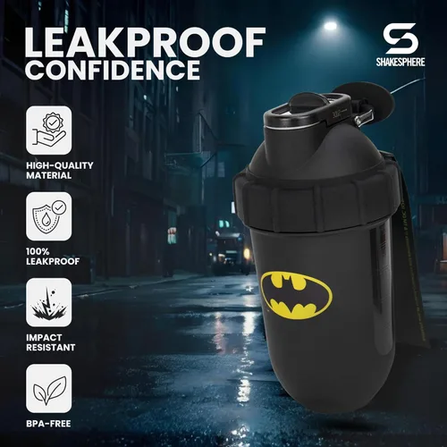 Miniatura 3 de SHAKESPHERE Vaso Tritan Shaker de 23.7 fl oz – Edición Limitada Batman Diseño de cápsula, sin BPA, tapa deslizante de acero, caja de coleccionista