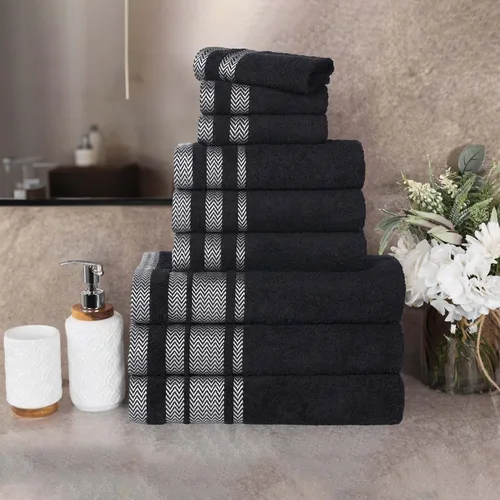Superior Juego de toallas de algodón de 9 piezas, toallas absorbentes suaves de felpa, artículos esenciales de baño, ducha, lujo, esponjosas, de