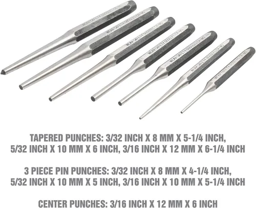 Miniatura 6 de OEMTOOLS 23996 - Juego de punzón y cincel, 11 piezas, corte, forma y punción, metales medianos y suaves, acero de aleación tratado térmicamente