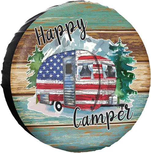 Miniatura 8 de Happy Camper - Cubierta impermeable para neumáticos de repuesto para Jeep, remolque, RV, SUV, camión, cámper, accesorios de remolque de viaje, 14