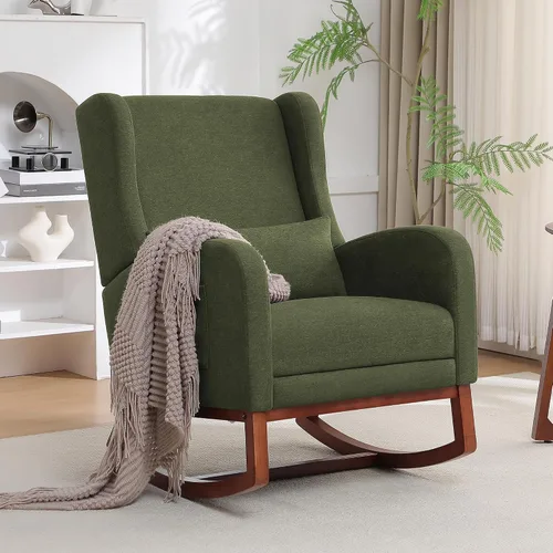 Miniatura 4 de HCHAIRH Rocking Chair Nursery, Nursery Rocking Chairs with Foot Rest, Comfy Glider Rocker Nursing Chair with Back Pillow for Nursing, Living Room