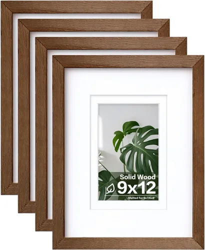 Miniatura 75 de Egofine - Juego de 4 portarretratos 8 x 10 pulgadas de madera maciza y cubierta de plexiglás de 4 x 6/5 x 7 pulgadas con paspartú u 8 x 10 pulgadas