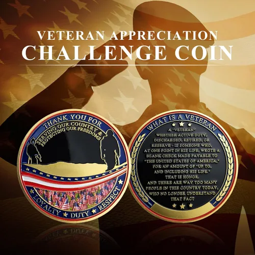 Miniatura 5 de BHealthLife Moneda de desafío de apreciación de veteranos militares gracias por su servicio Regalo para veteranos