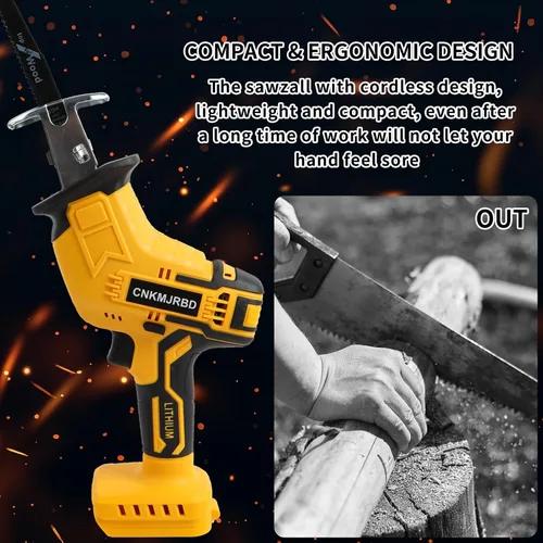 Miniatura 7 de Sierra de vaivén inalámbrica Compatible con batería Dewalt 20V Max (SIN batería), sierra recíproca potente, velocidad variable 0-3000 SPM, cambio