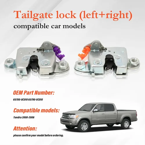 Miniatura 5 de Cerradura de pestillo de puerta trasera compatible con Toyota Tundra (2000-2006) Actuador de pestillo de bloqueo TTailgate izquierdo y derecho