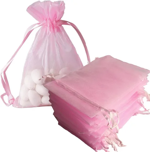Miniatura 25 de Bolsas de Regalo de Organza 100 Piezas con Cordón 4x6 pulgadas Azul Marino para Baby Shower, Cumpleaños de Niña, Recuerdos de Fiesta, Boda