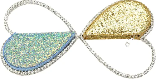 Miniatura 5 de Anopo Mini corazón forma redonda Rhinestone embrague bolso bolso marco diamante brillo lentejuelas brillantes bolso de noche boda fiesta