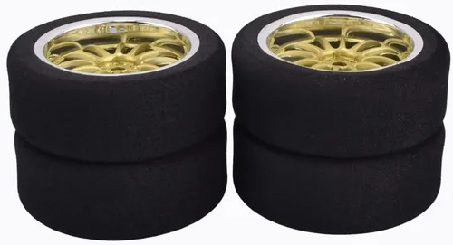 Miniatura 2 de 4 neumáticos de espuma 1/10 en carretera y llantas de rueda 9003 de 0.472 in hexagonales para HSP HPI RC Racing Car Toy, color dorado