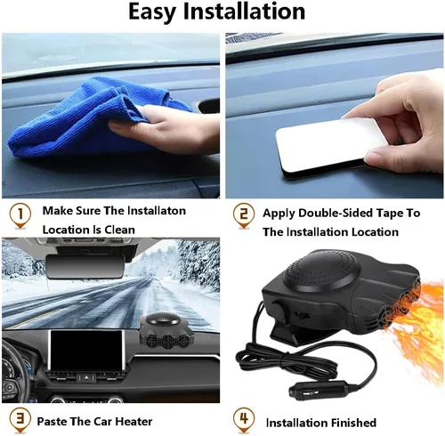 Miniatura 3 de MASO Calentador de automóvil, desempañador portátil de 12 V 150 W con ventilador de calefacción/refrigeración y encendedor de cigarrillos