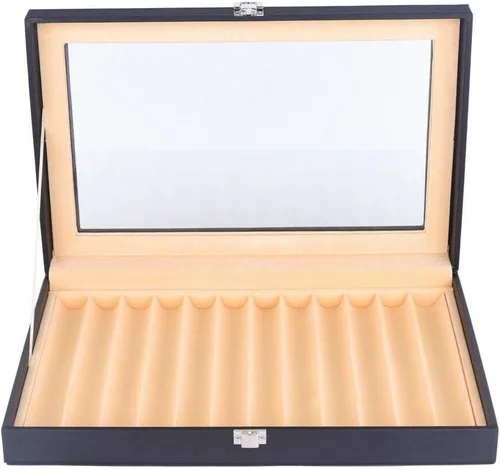 Ethedeal - Caja expositora de 12 ranuras para bolígrafos, caja de almacenamiento para bolígrafos estilográficas, caja organizadora de coleccionistas