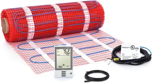 Miniatura 8 de Kit de alfombrillas calefactoras de suelo de 7.5 pies cuadrados de 120 V, sistema eléctrico de calefacción de suelo radiante, termostato