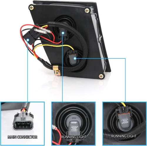 Miniatura 5 de AmeriLite Para Volvo VN VNX VNL VNM 2003-2017 Truck Black Dual LED Halo Bar Parachoques Luces antiniebla de repuesto Par con cableado - Lado