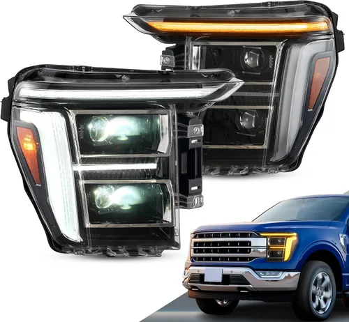 Miniatura 9 de VLAND Faros delanteros LED compatibles con Ford F-150 2021-2023 XL, XLT, Lariat, Tremor, King Ranch, Platinum, lámpara frontal limitada con lado