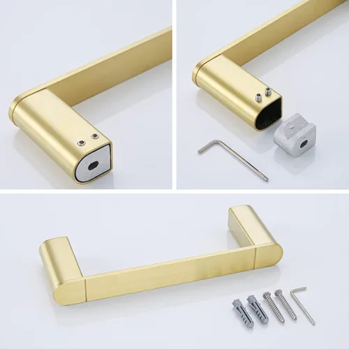 Miniatura 3 de RANDOM Toallero dorado cepillado de 9 pulgadas, toallero dorado para baño, toallero de cocina y paños de cocina, toallero de acero inoxidable SUS304