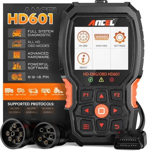 ANCEL Escáner de Camión Resistente HD601 Herramienta de Diagnóstico de Sistema Completo para Diésel Compatible con Cummins, Detroit, Freightliner,