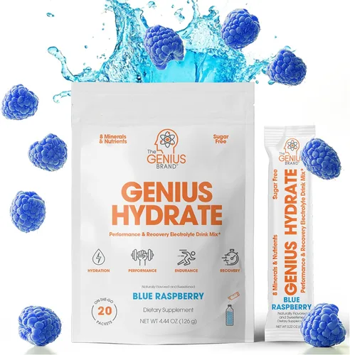 Miniatura 11 de The Genius Brand Genius Hydrate - Suplemento de electrolitos para hidratación diaria, agua de coco, sin azúcar, 8 minerales y nutrientes esenciales