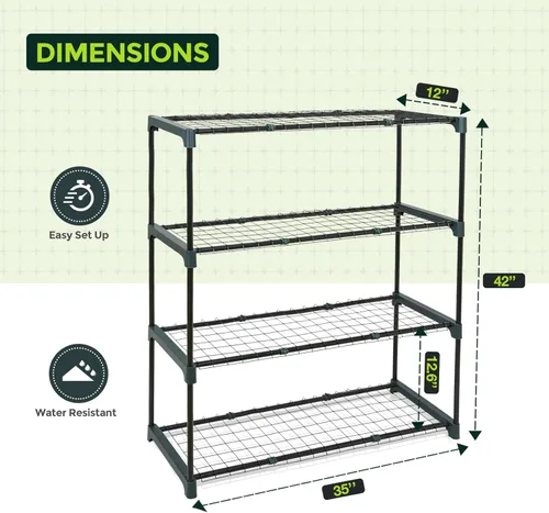 Miniatura 3 de EAGLE PEAK Estantería de invernadero doble de 4 niveles, estantes para plantas al aire libre/interior, 35 x 12 x 42 pulgadas, verde