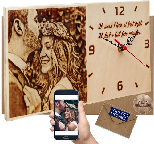Miniatura 7 de Regalos personalizados para padre, reloj de escritorio personalizado con madera quemada, regalos únicos para Navidad de parte de su hijo