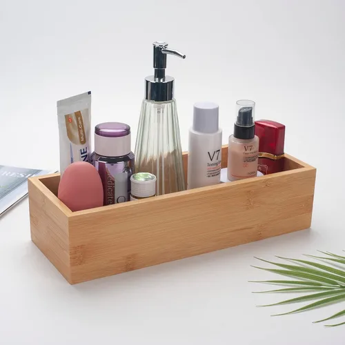 Miniatura 8 de Cesta de baño de bambú de 3 piezas, organizador de baño de madera, bandeja de madera para encimera de tanque de inodoro, decoración del hogar, caja