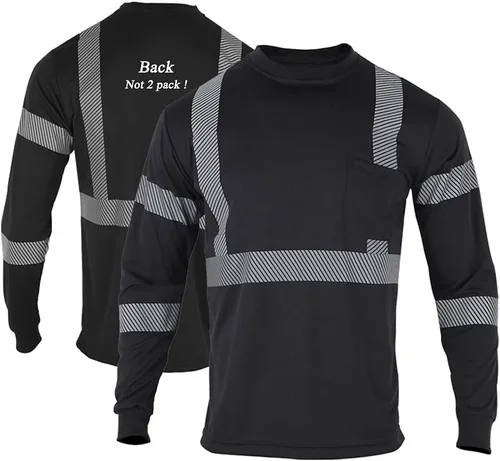 FONIRRA Camisas reflectantes de seguridad de alta visibilidad para hombres ANSI Clase 3 Hi Vis, camisetas de trabajo de construcción de manga larga