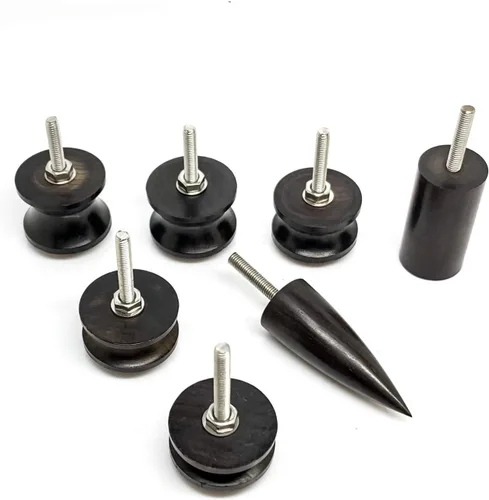 Miniatura 4 de 7pcs Black Ebony Wood Leather Burnisher: cabeza pulida eléctrica, fácil de usar. Profesional para bruñido de bordes y pliegues, compatible