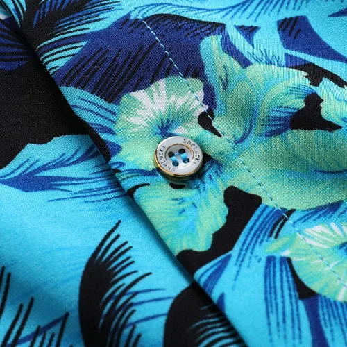 Miniatura 6 de SheLucki - Camisa hawaiana para hombre, unisex, estilo informal, manga corta, con botones y estampado de sombra de palmeras, para el verano