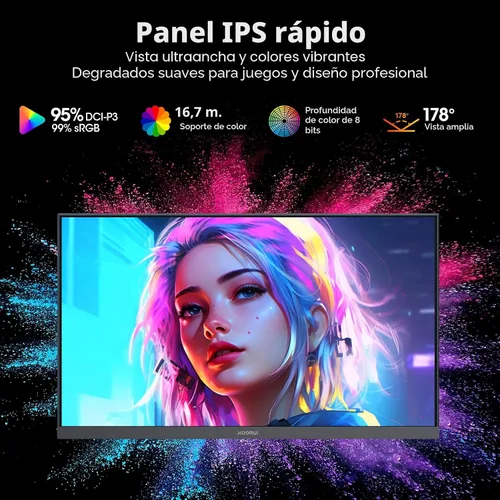 Miniatura 5 de KOORUI Monitor para juegos de 24.5 pulgadas, 1ms, monitor de 320Hz, HDR400, DCI-P3 95%, pantalla IPS, compatible con Adaptive Sync, altura vertical