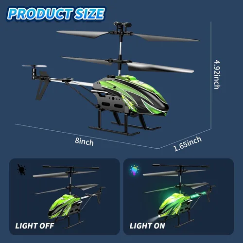 Miniatura 5 de Dwi Dowellin Helicóptero a control remoto, juguete de helicóptero para niños con 26 minutos de vuelo (2 baterías), 8 modos de luz, fácil control