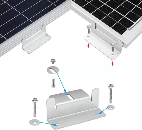 Miniatura 5 de Soportes de montaje en Z para panel solar, con tuercas y pernos, adecuados para paneles solares de 50 W a 150 W en RV, barcos, autocaravanas, Acero