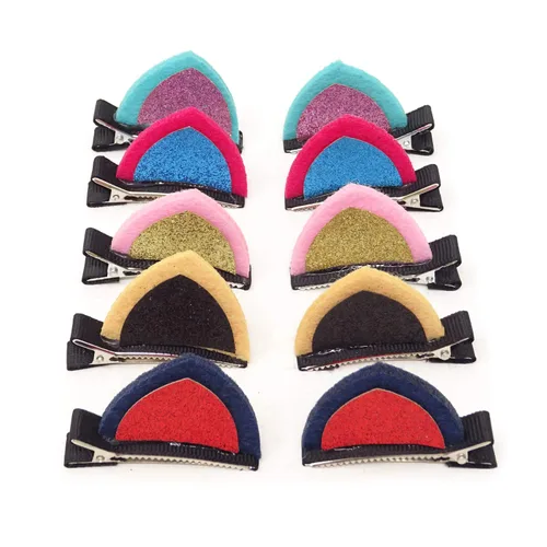 Miniatura 4 de Honbay Pinzas para el pelo con orejas de gato con lentejuelas brillantes, 10 unidades (5 pares) lindas pinzas para el pelo de cocodrilo de animales