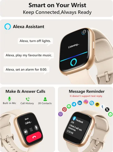 Miniatura 2 de Reloj inteligente para mujer y hombre Android y iPhone [2 bandas, caja de 44mm], Alexa incorporado, reloj inteligente de 1.83" para hacer/responder