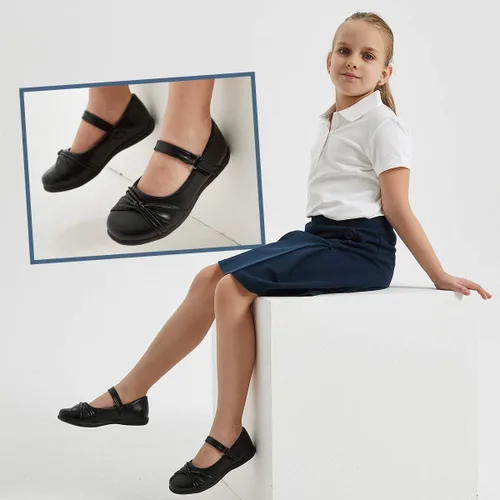Miniatura 4 de Hawkwell Zapatos de vestir para uniforme escolar con correa para niña Mary Jane Flats