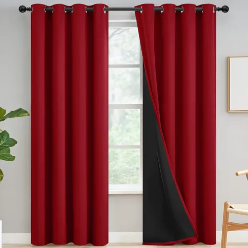 Miniatura 287 de Yakamok Cortinas negras, cortinas de ventana con aislamiento térmico y eficiencia energética para dormitorio, cortinas opacas completas y cortinas