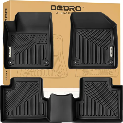 OEDRO Alfombrillas de Piso para Jeep Cherokee 2015-2023 (No para Grand Cherokee), Protectores TPE Negro para Todo Clima de 1ra y 2da Fila con Ajuste
