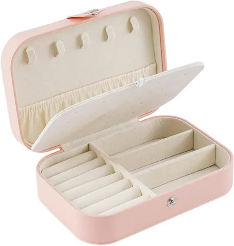Yonzone Joyero pequeño organizador de joyas de viaje, mini estuche de almacenamiento de joyas para mujeres y niñas, regalo de piel sintética, cajas