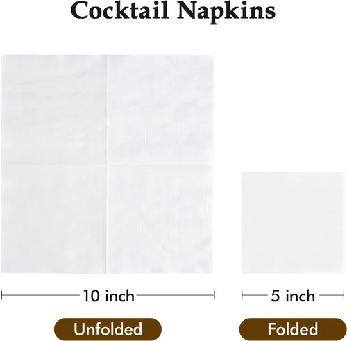 Miniatura 3 de Vplus Paquete de 500 servilletas de cóctel de papel, servilletas de bebidas de 3 capas, servilletas cuadradas blancas desechables, perfectas